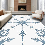 Frosty Blue Snowflake Mandala Rug