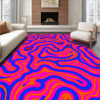 Vibrant Pink Blue Orange Swirl Waves Rug