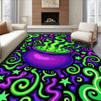 Vibrant Purple Cauldron Swirl Stars Rug