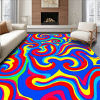 Retro Swirls Red Blue Yellow Green Rug