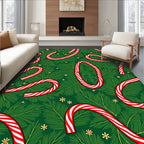 Red White Candy Cane Green Pine Accent Rug