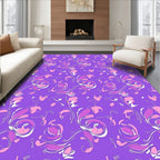 Whimsical Lilac Pink Heart Floral Scroll Rug