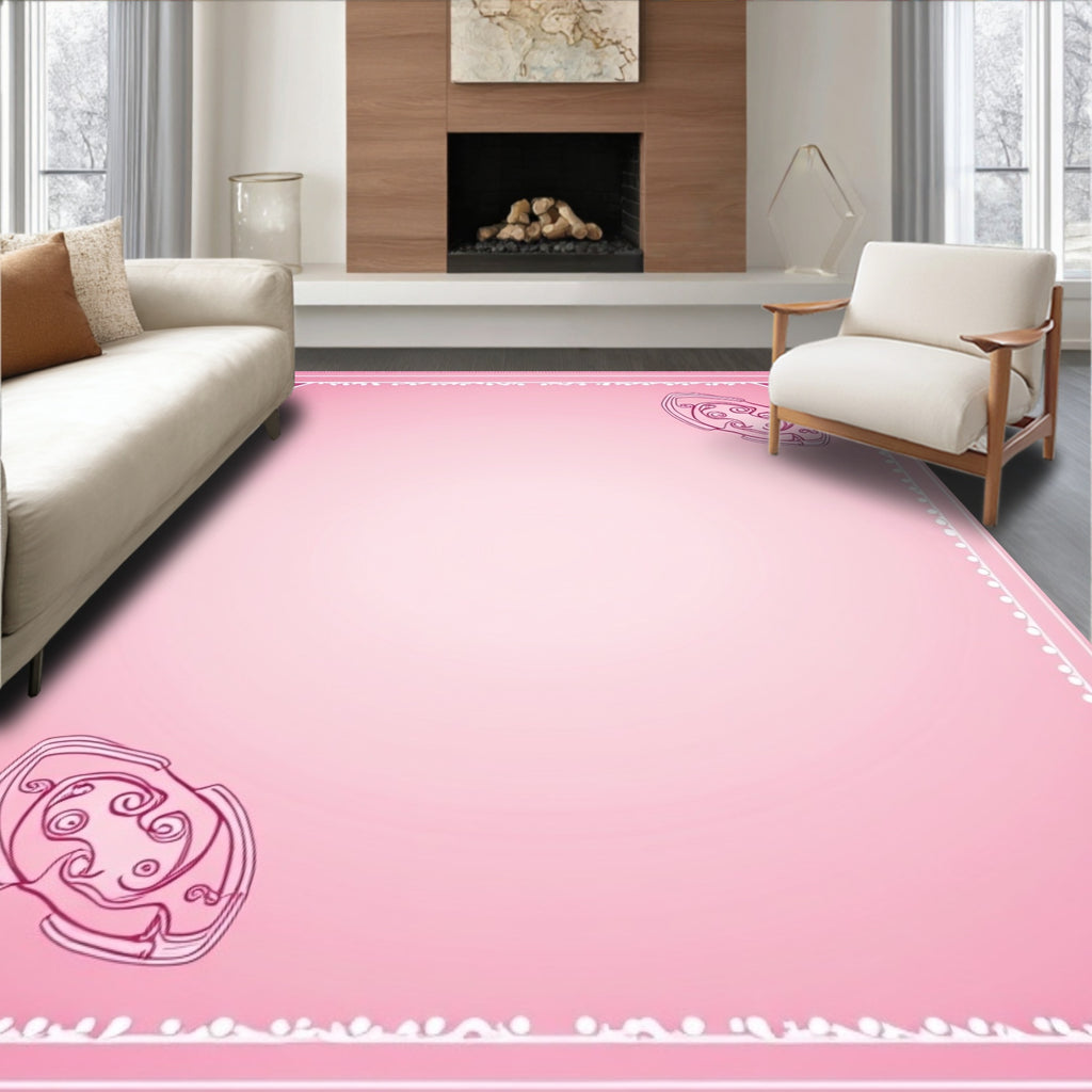 Gradient Pink Ornate Corner Medallion Rug
