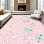 Pink Floral Scroll Leaf Rug