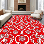 Crimson White Intricate Floral Harmony Rug