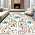 Ornate Teal Star Geometric Landscape Rug