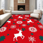 White Reindeer Snowflakes Festive Flowers Rug