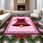 Crimson Bell With Festive Evergreen Wreath Rug