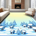 Winter Village Snowscape Ice Blue Rug