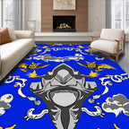 Whimsical Yellow Owl Blue Sky Rug