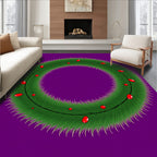Green Pine Wreath with Red Berries Rug