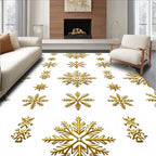 Golden Snowflake Allover Contemporary Rug