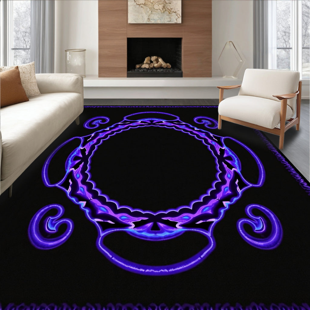 Vibrant Purple Swirl Frame Rug