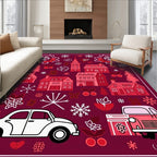 Crimson Village Snowflake Christmas Rug