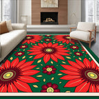 Crimson Red Floral Meadow Rug