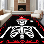 Crimson Frame Skeleton Santa Hat Rug