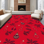 Rich Red Christmas Ornaments Foliage Rug