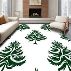 Dark Green Snowy Evergreen Tree Rug