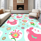 Whimsical Pink Characters Floral Medley Rug