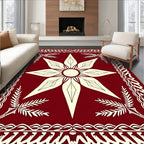 Crimson Cream Eight Petal Star Rug