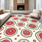 Crimson And Emerald Circles Whimsy Rug