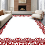 Ornate Red Border Floral Lace Rug