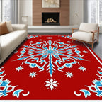 Crimson Snowflake Medallion Ice Blue Rug