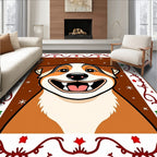 Festive Dog Christmas Holly Border Rug