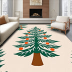 Evergreen Tree with Orange Ornaments Rug