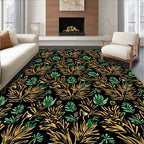 Golden Palm Fronds Green Foliage Rug
