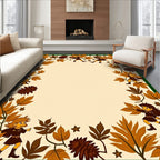 Autumn Children Leaf Pinecone Border Rug