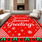 Red Snowflakes Holly Border Rug
