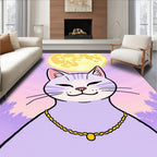 Whimsical Lilac Cat Moonlit Night Rug