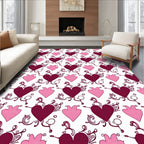 Crimson Pink Heart Flourish Arrangement Rug