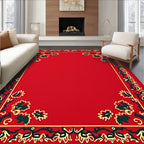 Crimson Floral Vine Frame Rug