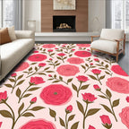 Pink Rose Blossom Garden Rug