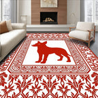 Crimson Dog Geometric Floral Border Rug