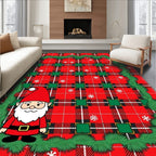 Festive red plaid gnome garland Rug