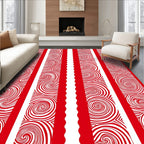 Bold Red Swirl Stripes Rug
