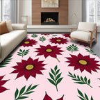 Crimson Floral Sprig Garden Rug