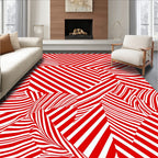 Bold Red Illusory Stripe Rug