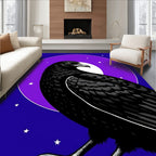 Mysterious Black Crow Moonlit Sky Rug