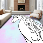 Mystical White Horse Pastel Swirl Rug