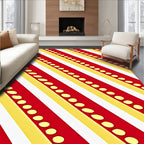 Red Yellow Diagonal Stripe Dot Rug