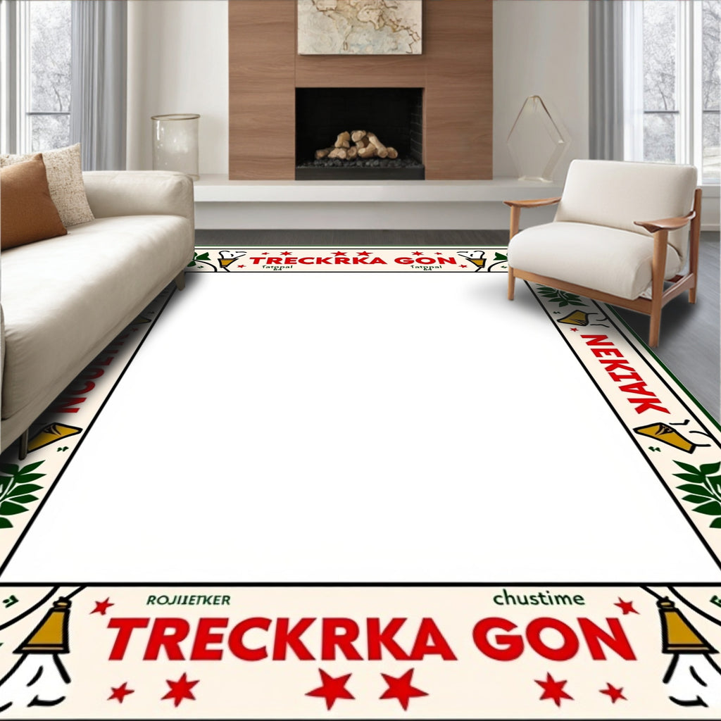 Red Green Leaf Bell Motif Rug