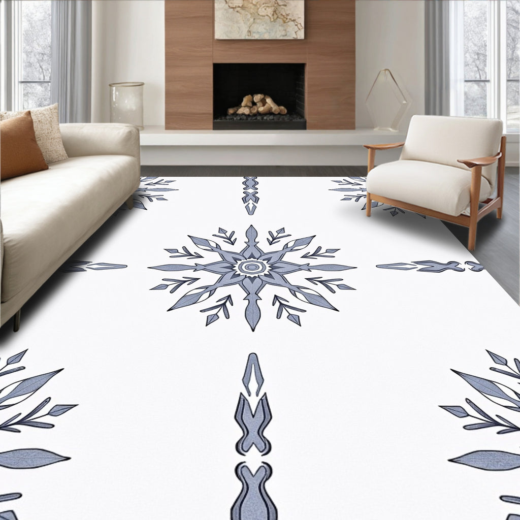 Pale Blue Snowflake Collage Rug