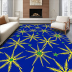 Yellow Starbursts on Royal Blue Background Rug