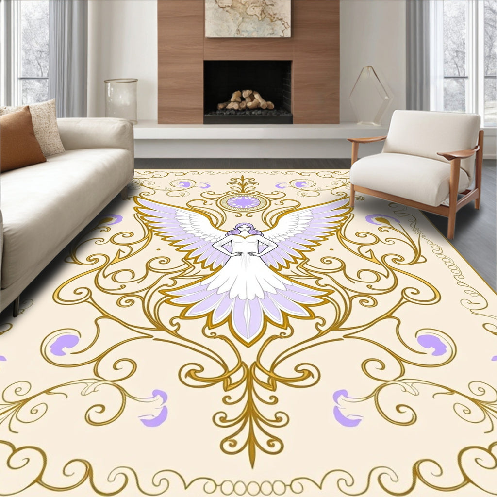 Lilac Angelic Wings Gold Border Tapestry Rug