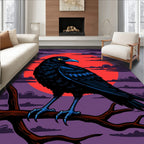 Dark Raven Crimson Sun Clouds Rug