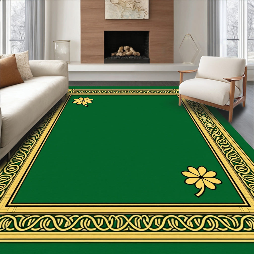 Emerald Green Celtic Clover Frame Rug